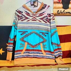 Western Aztec lightweight knitted hoody. size small